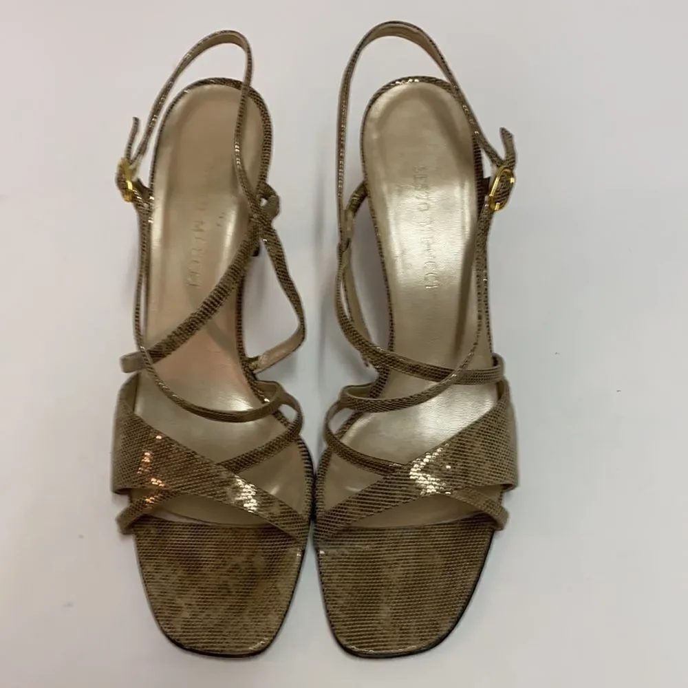 Sesto Meucci Size 8‎ Gold Metallic leather Heels size 9.5N A10